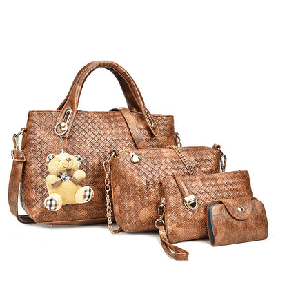 Four-piece Woven Bear Lady Handbag