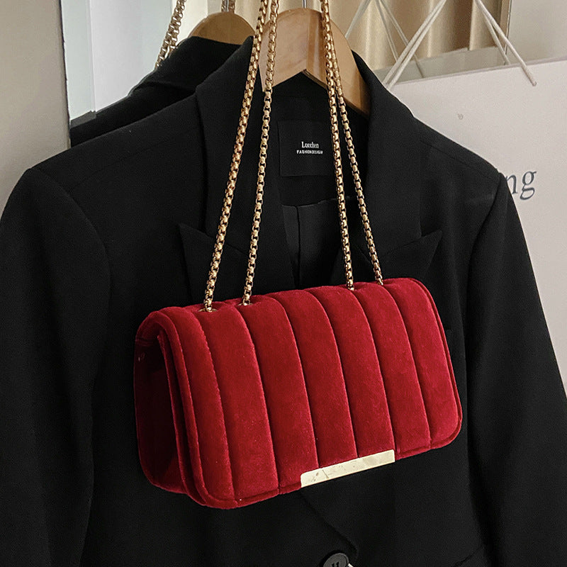 Velvet Chain Crossbody Bag