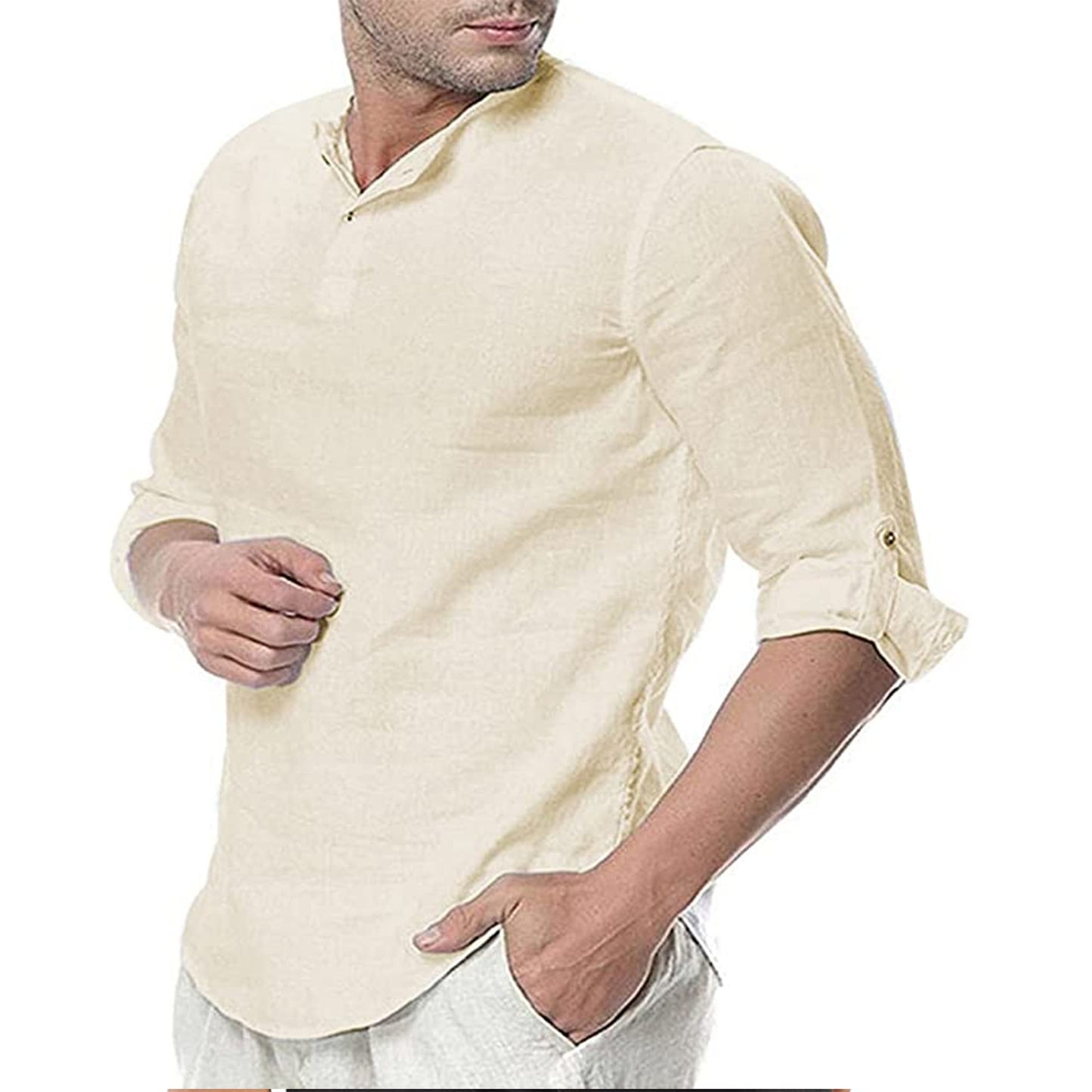 Casual Cotton Plain Long-sleeved Shirt