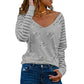 Printed V-Neck Long T-Shirt