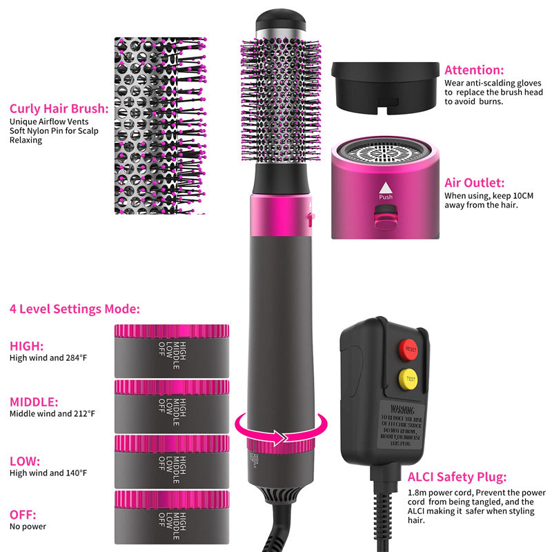 5 In 1 Hair Brush Dryer, Curler And Straightening