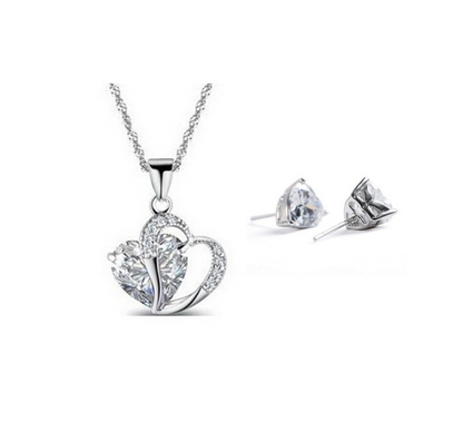 Heart necklace and earrings set