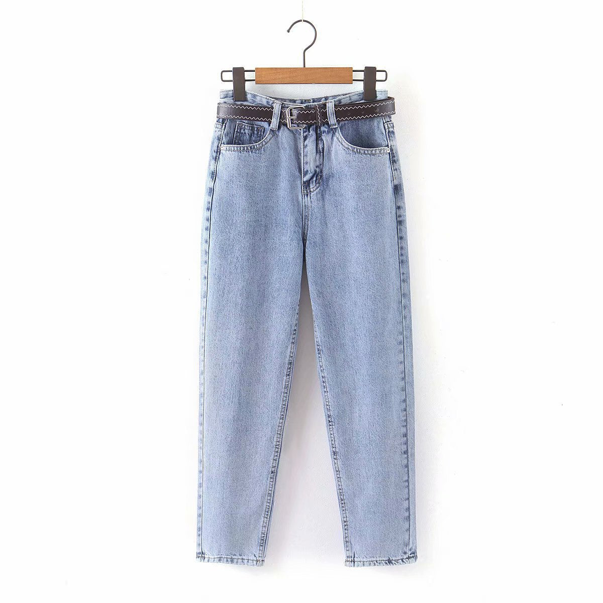 Pure Color Simple All-match Denim Daddy Pants