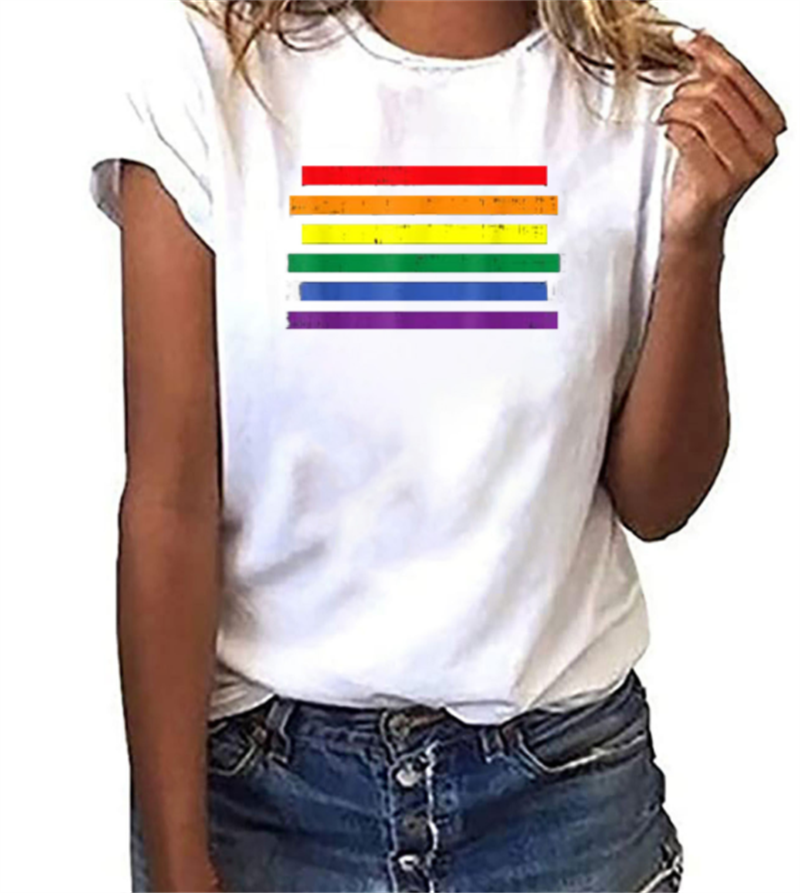 Rainbow Alphabet Print  Short Sleeves T-shirt