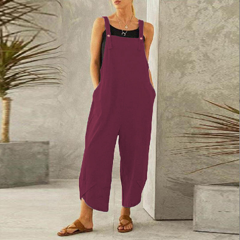 Casual Cropped Overalls Long Pant