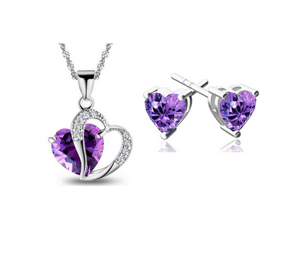 Heart necklace and earrings set