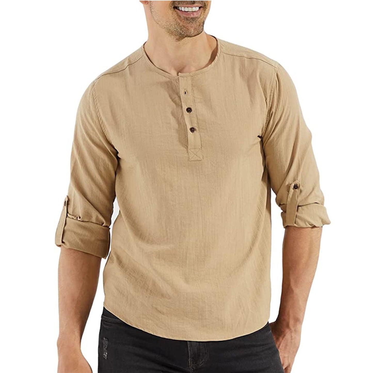 Casual Cotton Plain Long-sleeved Shirt