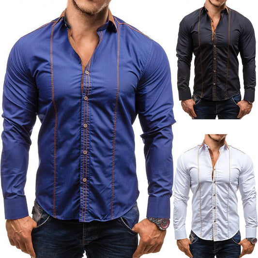 Casual Men's Loose Plus Size Long-sleeved Shirt
