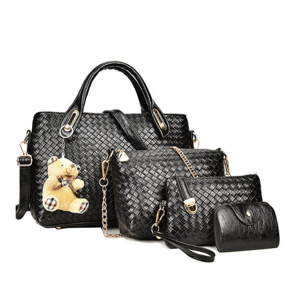 Four-piece Woven Bear Lady Handbag