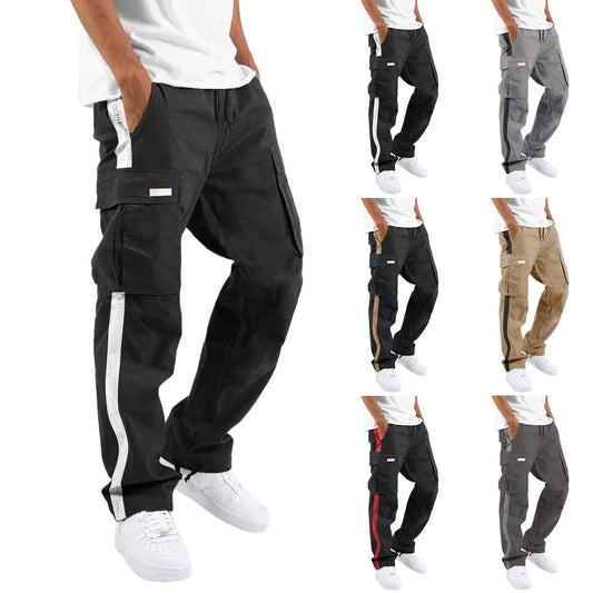 Casual Drawstring Pocket Blocking Pants