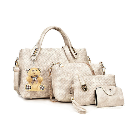 Four-piece Woven Bear Lady Handbag