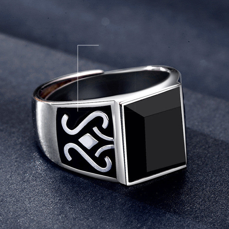 Men's Trendy Obsidian Domineering Ring