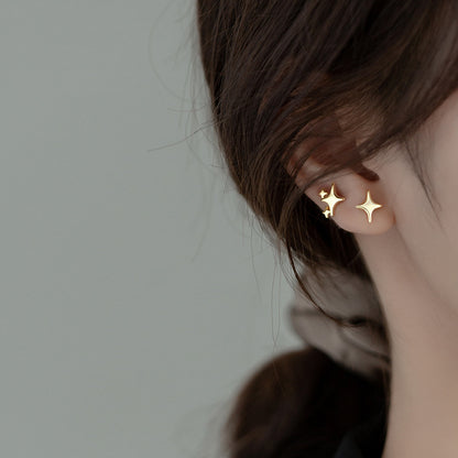 Glossy Four-pointed Star Earring