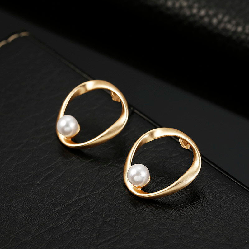 Irregular Round Pearl Earrings